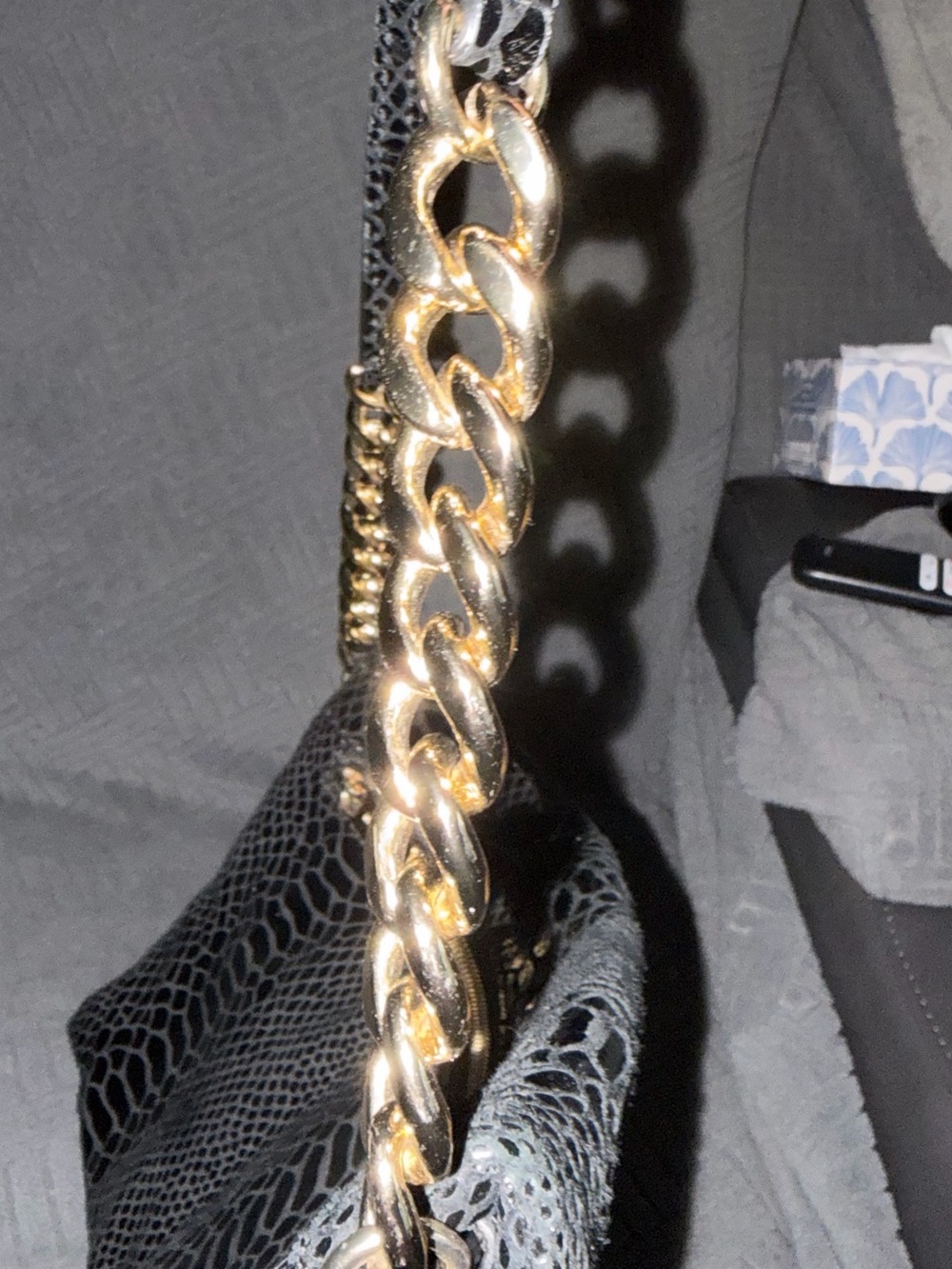 Michael Kors Black Patent Snake-Embossed Shoulder Bag with Gold Hardware - Picture 6 of 9